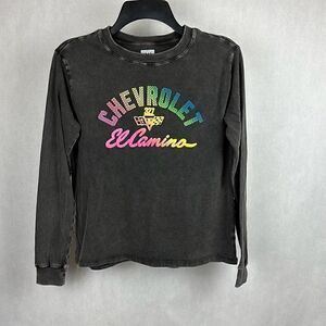 GM Chevrolet El Camino Tshirt Sz Small 100% Cotton Long Sleeve Crew Neck Gray